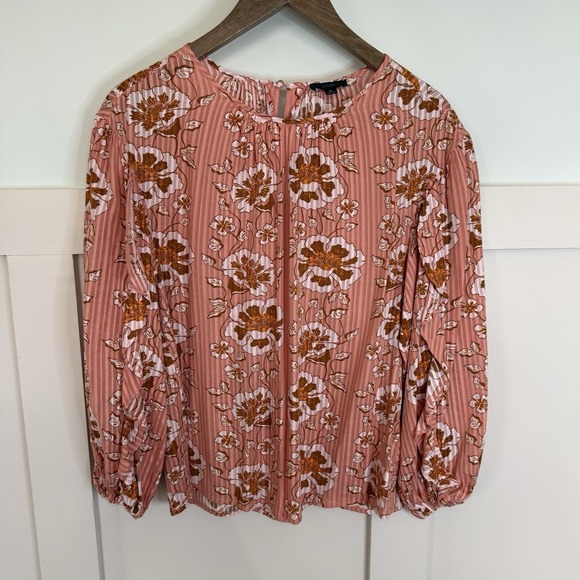 J.CREW Tops - J Crew Ruffle Sleeve Top Climbing Floral Blouse Women's MED Pink Boho Preppy